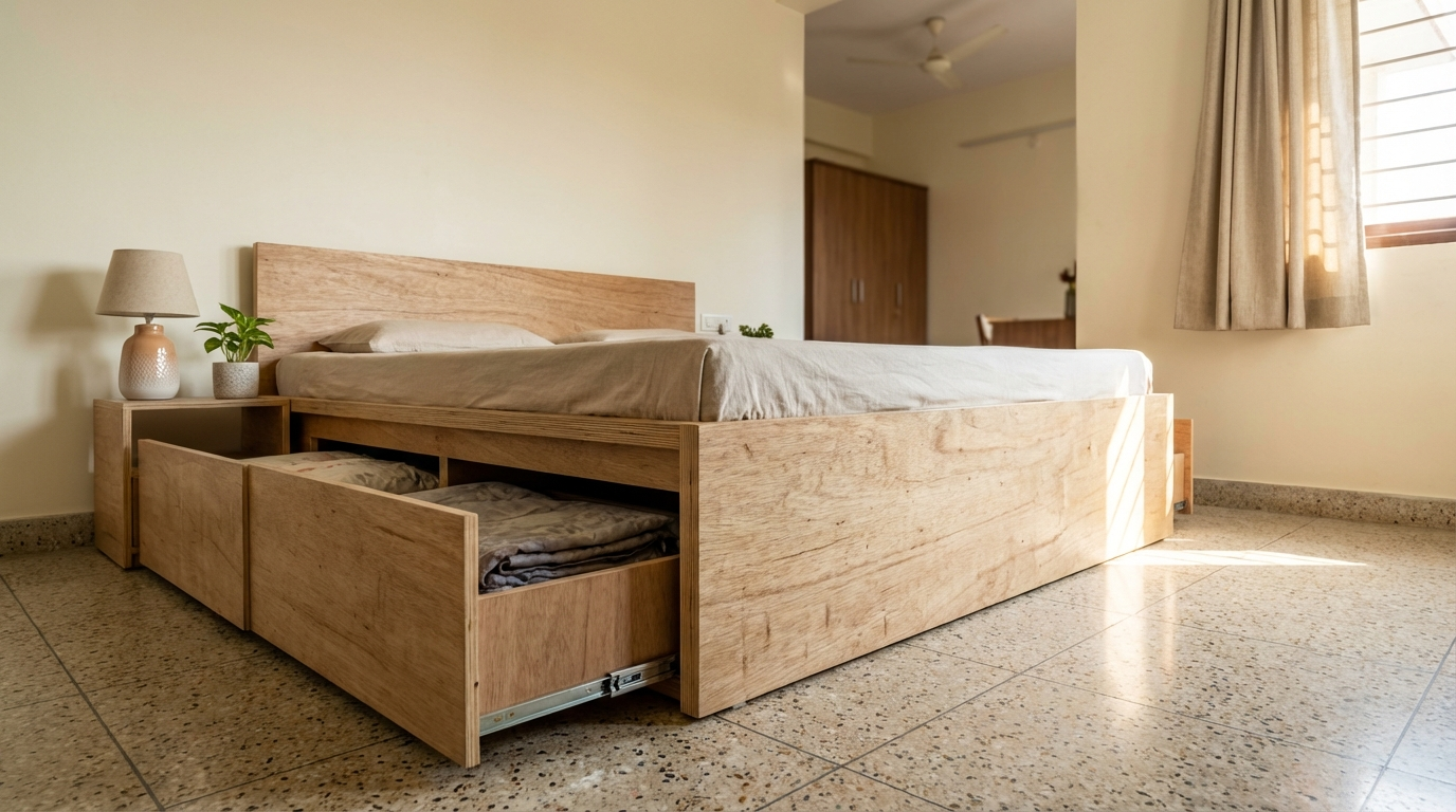 35 Stylish Plywood Bed Designs with Storage Solutions (2026)