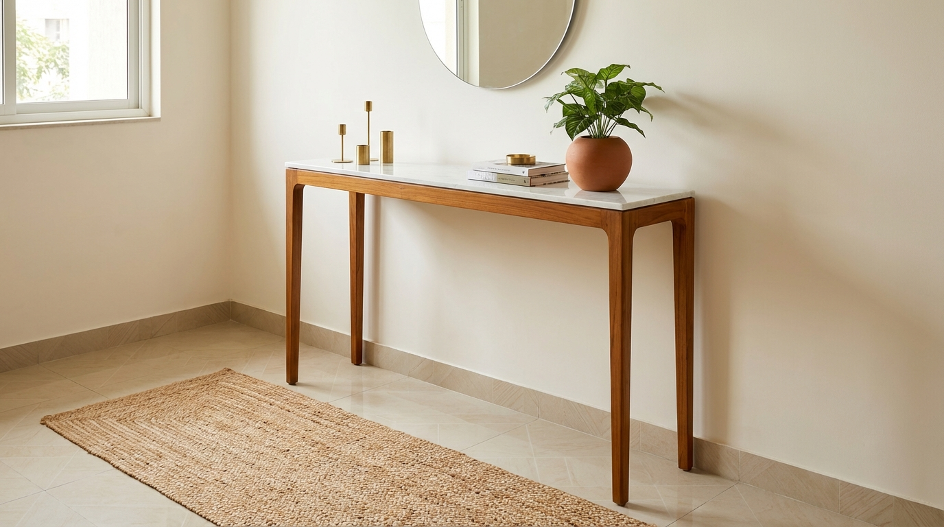 Console Table Design: 25+ Modern, Wooden & Marble Ideas for Living Room Entrance